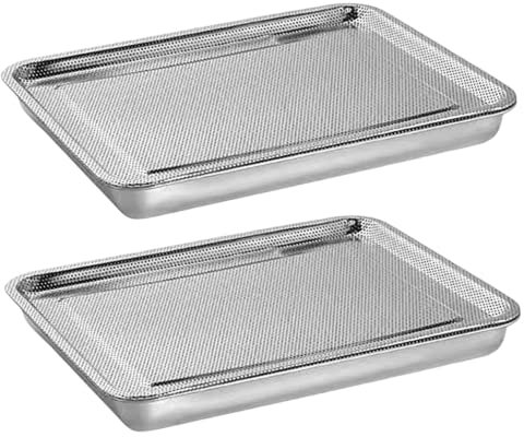 SMELEYOU 2 vassoi per germinazione dei semi in acciaio inox, rettangolari, erba di grano, germogli di fagioli, vassoio per la coltivazione di forniture da giardino