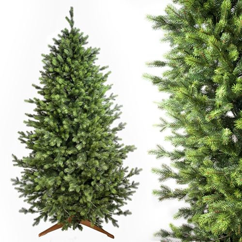 Evergreen Tree® Künstlicher Weihnachtsbaum 230 cm - Naturgetreue 100% Spritzguss Weihnachtsbaum mit Holzständer, Made in EU - Tannenbaum Künstlich Artificial Christmas Tree
