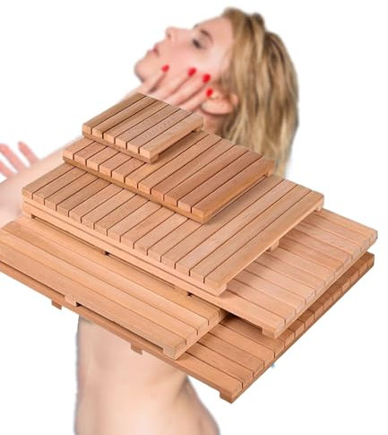 Pedana Doccia Legno Tappetino Vasca Antiscivolo Tappeto Doccia Quadrata Pedana Doccia Esterna per Giardino Sauna Piscina Vasca Antibatterico e Antimuffa(50x50cm)
