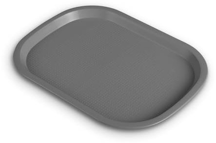 Kunststoff Tablett Serviertablett - BPA Frei - Spülmaschinenfest - (37,7cm x 27,7cm / Grau) Bruchfester PP - Servierplatte Frühstück, Camping
