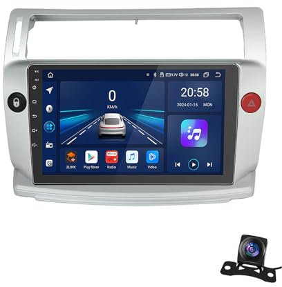 Radio estéreo para automóvil Android 13 de doble DIN con pantalla táctil multimedia para Citroen C4 2004-2014 con navegación GPS Bluetooth, radio FM WiFi, USB/SWC, compatible con Carplay y Android Aut