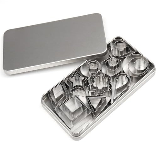 30 Stück Plätzchen Ausstecher Set,4PCS Keksausstecher aus Edelstahl,Mini Ausstechformen Edelstahl Geometrische Keks Ausstechformen Set, Sternblumen Sechseck Herz Formen Cutter,für Torten Fondant Kekse