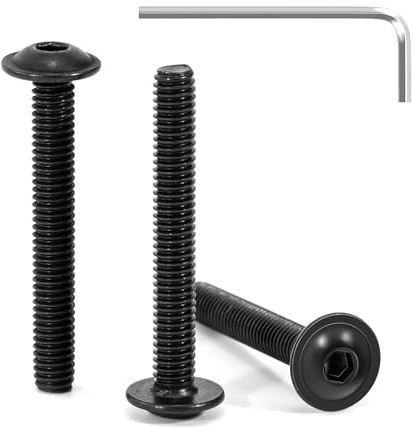Tunejoy 30 Pezzi Viti a Testa Bombata con Flangia M4 x 30 mm Nero Vite a Testa Esagonale Bulloni in Acciaio Inox A2 V2A Viti a Brugola con Chiavi a Esagono Filettatura Completa