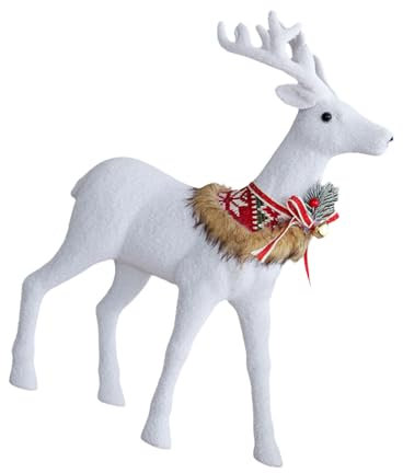 SELiLe Reno blanco realista ornamento robusto reno blanco figura ornamento para ventana de Navidad y decoración de mesa