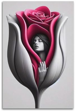 Frauenkunstposter Rose, umhüllt, Gelassenheitsposter, dekoratives Gemälde, Leinwand, Wandposter und Kunstdruck, moderne Familienschlafzimmer-Dekoration, Poster, 30 x 45 cm