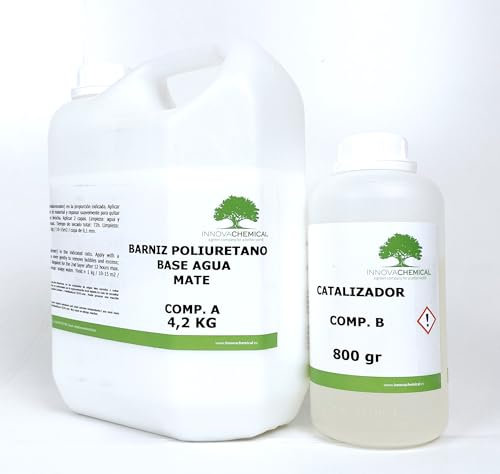 Barniz Poliuretano Mate de 2 Componentes, Base Agua (Transparente, 5 Kg)