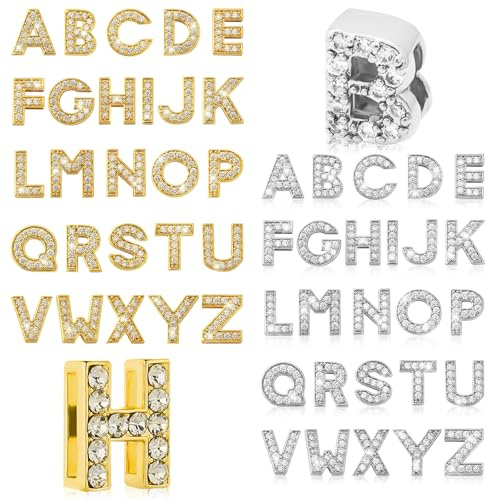 Buchstaben Anhänger mit Strasssteinen 8mm Große Buchstaben Anhänger mit Strasssteinen von A-Z zur Schmuckherstellung Kristall Alphabet Anhänger für Selbstgemachte Halsketten Choker Armbänder