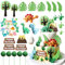 SneiDr 34 Stück Kuchendeko Dinosaurier Set Mit Vulkan Bäumen Eiern Dino Thema Geburtstagstorte Dekoration Sicherer Material Nicht Essbar Für Kindergeburtstag Baby Shower Torten Cupcakes