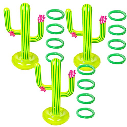 Yardwe 3 Sets Aufblasbares Kaktus Und Spaß Schwimmendes Kinderspielzeug Wurfring Kaktus Party Pool Wurfring Strandspiel Schwimmparty Sommer PVC Zufällige Farbe