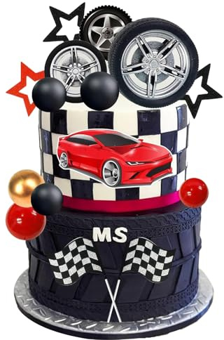 Racing Car Cupcake Toppers,Cars Torte Topper,Auto Cupcake Toppers,Rennwagen Tortendeko Geburtstag,Rennwagen Kuchen Deko,Auto Kuchen Toppers,Geburtstag Tortendeko Cars (Rot)