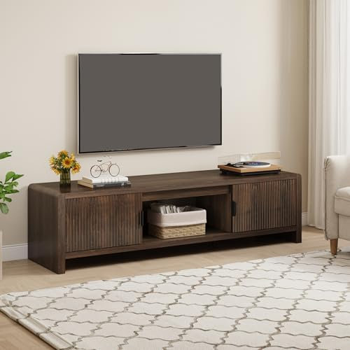 [en.casa] Mobile TV con 2 Ante e Vano Centrale Aperto Tavolino Porta TV con Foro Passacavi Stand Multimediale per Soggiorno Salotto 150x40x40 cm Effetto Noce