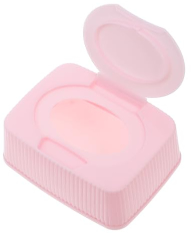HOOTNEE Boîte de Rangement pour Lingettes Bébé Rose en Pp Couvercle Rabattable Anti-poussière, Design Rectangulaire, pour Bureau et Voyage