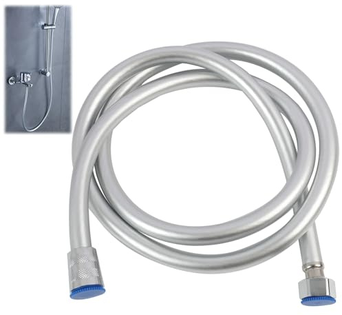 Tubo Doccia Flessibile in PVC da 1.5m, Anti Torsione, Alta Resistenza, Adatto a Tutti i Tipi di Doccia, Connettori in Ottone, Argento,tubo per doccia flessibile doccetta Installazione Facile e Rapida