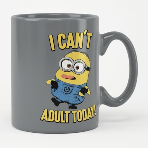 MINIONS Offizielles Lizenzprodukt Despicable Me - I Can't Adult Today! Kaffeebecher (Sturmgrau)