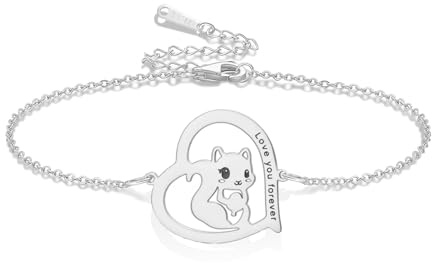VASSAGO Eichhörnchen Armband Edelstahl Herz Eichhörnchen Armband Tierliebhaber Geschenke für Geburtstag Weihnachten niedlicher Schmuck für Damen und Herren
