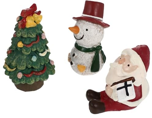 FONDOTIN 3stücke Weihnachten mit Miniatur-Christbaum Schneemann und Weihnachtsmann aus Kunstharz Aquarium-Dekoration Weihnachtsdeko für Mikro-Landschaft