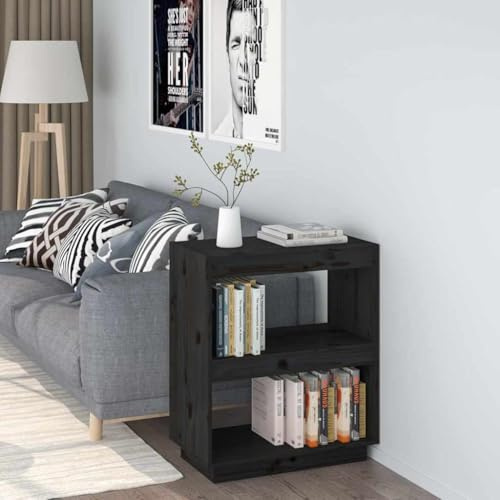 Generisch Bücherregal Schwarz 60x35x71 cm Massivholz Kiefer,Möbel,Regalsysteme,Bücherregale & Bücherschränke,810863