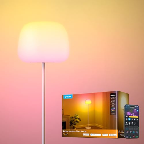 Govee Laterne Stehlampe LED, RGBICWW Stehlampe Dimmbar 1000K-10000K Weiß | Halo-Beleuchtung mit 100 Szenen & 1400lm, Matter Alexa Kompatibel, 160cm Standleuchte für Wohnzimmer Schlafzimmer Deko