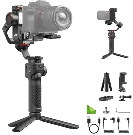Hohem iSteady MT3 Gimbal Stabilizer for Camera, Built-in AI Tracking with RGB Light, for DSLR and Mirrorless Camera C/N/S/P/F,765g Ultra-Light, for GoPro phone, Native Vertical Shooting