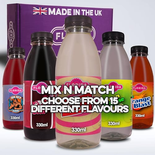Florida Soda Syrup Compatible With Sodastream - Mix n Match Flavours, Build your own 5 Pack Gift Box, Cream Soda, Bubblegum, Lemon & Lime, Iron Brew, Blue Raspberry