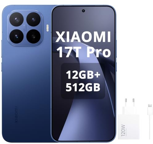 XIAOMI 17T Pro,Smartphone 12+512GB,Display Eye-Care da 6,83 a 144Hz,Batteria al silicio-carbonio da 7000 mAh (tip),Teleobiettivo Leica 5x,HyperCharge da 100W,Deep Blue,Included 120W Charger