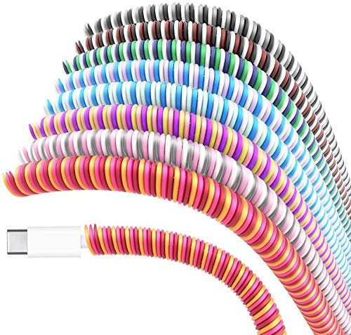 Rancco Cable Protector/Wire Repair/Pets Chew Cable Protector/Headphone Saver, 8 Pc Spiral Cable Strain Relief Cable Wrap Tube Charger Cord Sleeve, USB Date Cable Saver[3.9ft/pc]