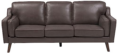 Beliani Zeitgenössisches Sofa in Braun Lederoptik Couch 3-Sitzer Lokka
