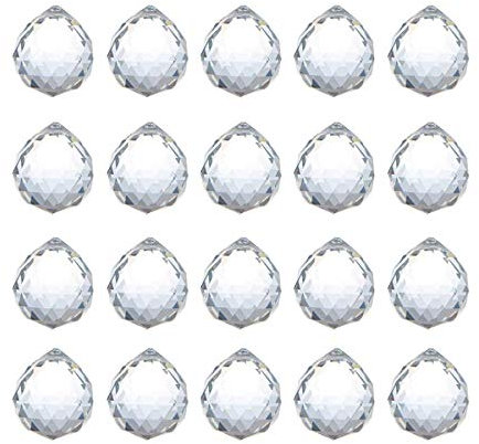 20 mm klare Feng Shui Kristallkugelprismen Anhänger Sonnenfänger hängende facettierte Prismenkugeln