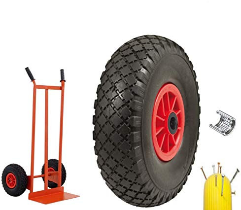 Union EGH04PUU Ruota Piena ANTIFORATURA in Poliuretano 3.00-4 Cerchio + Gomma PU Ricambio Pneumatico per Carrello PORTASACCHI CARRIOLA CARRELLINO Portapacchi