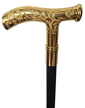 Gehstock Spazierstock Metall mit geprägtem Griff Gold zerlegbar Edelmann Dandy Gentleman Steampunk Kostüm-Zubehör