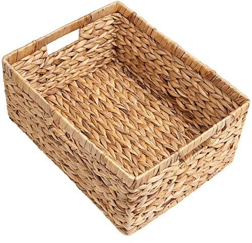 StorageWorks Paniers en osier extra larges pour l'organisation, panier de rangement en jacinthe d'eau avec poignées intégrées, 1 paquet