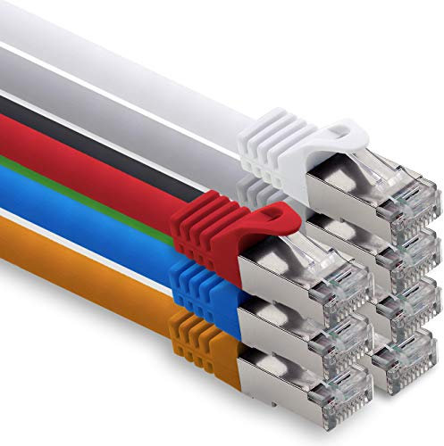 2,0m - 7 Farben - 7 Stück CAT.7 Computer Ethernet Kabel Netzwerkkabel (Rohkabel) Patchkabel S-FTP LSZH PIMF 10GB s RJ45 Stecker Cat6a