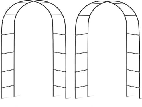 Faboer 2 Pack of Garden Arch Black Metal - Heavy Duty Steel Frame Support Arches for Climbing Plants, Roses, Vegetables, Outdoor Decoration and Archway Decor - Large Size