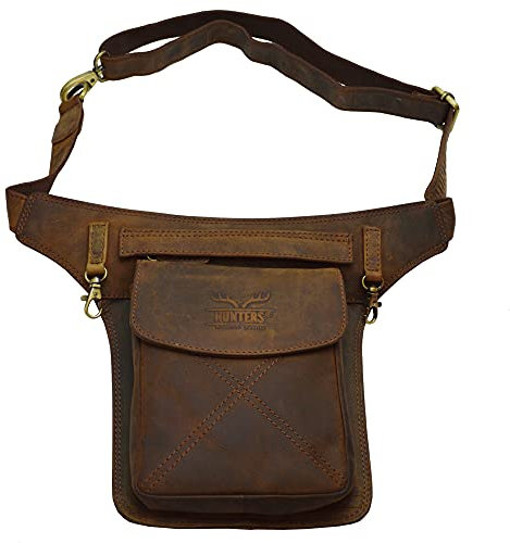Hunter Sidebag Hüfttasche Büffelleder Wildleder hochwertig verarbeitet (braun)