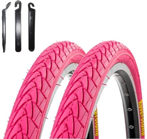 2 x Roverstone Fahrradreifen Drahtreifen Rosa 28 x1,4 (37-622) inkl. 3 x Reifenheber