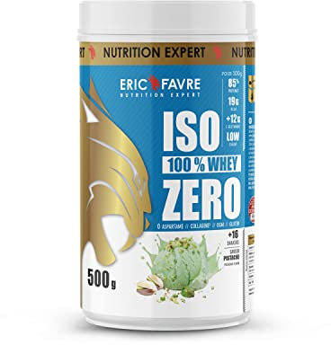ISO WHEY ZERO 100% Pure Protéine - Pure Whey Protéine Isolate Savoureuse Pour Prise de Masse Musculaire - Assimilable Rapidement - 500g - Saveur Pistache - Eric Favre