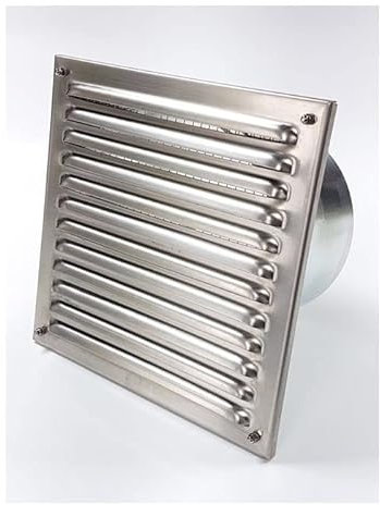 CB-Tec Außenluftgitter 23/23cm mit Anschlußstutzen ⌀80 Edelstahl
