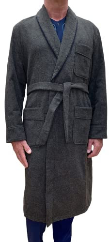 Vestaglia da Camera per Uomo in Misto Lana Modello Scialle Classico Art. Oslo (M, Grigio)