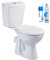 Belvit Stand-WC mit Wandabgang waagerecht, Keramik-Aufsatzspülkasten, Softclose WC-Sitz, Zwei-Mengen-Spültechnik 3/6 Liter, Anschluss unten links, Maße 70x41x36 cm, Weiß, bodenstehend