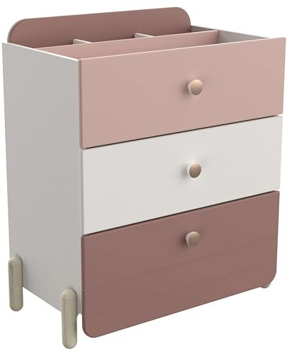 Commode enfant ou jeunesse Jade couleur rose et blanc mat chambre à coucher 82x41x73 cm