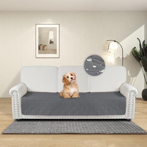 DUJUIKE Wasserdichter Sofabezug für Hunde, 100% wasserdichte Hundedecke, Sofaschutz, Bettdecke mit Antirutschpartikeln, Möbelschutz für Hunde, Katzen und Haustiere (Grau, 76-180cm)