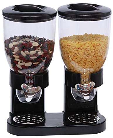 Nourriture sèche Distributeur de céréales Deux canettes Boîte de rangement de cuisine Grain Food Grain Cans Conteneur Multi-Grain Barrel Ménage Double Distributeur Céréales, for céréales en vrac, noix