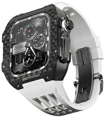 ZEDEVB Boîtier en fibre de carbone 44 45 mm pour bracelet de montre Apple pour homme - Kit de modification de luxe pour iWatch Series 7 6 5 4 SE, 45mm For 7, Agate