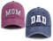 Fxbwhtey Dad and Mom Hüte für Männer Frauen, 3D Bestickt, verstellbar, Gewaschene Baumwolle, Vatertag Muttertag Geburtstag Baseballkappen, Marineblau und Pink, Einheitsgröße