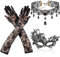 Maskerade Schmuckse Set, 3 Stück Halloween Damen Schmuck Set Schwarz, Spitzenhandschuhe, Spitzenmaske, Gotisch Choker Halskette, für Halloween Karneval Party Kostüm Cosplay