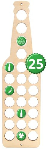 Creative Deco Bouteille de Bière en Contreplaqué | Support de Collection de 25 Capsules de Bouteilles | 12 x 44 x 0,5 cm | Décoration Murale et Artisanale | Cadeau de Bar | Amateurs Bière