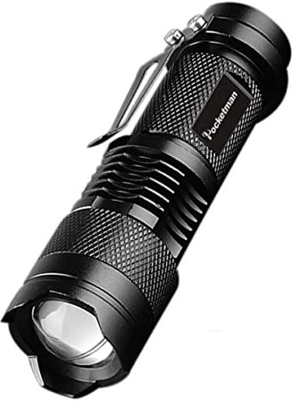 POCKETMAN Mini Taschenlampe 7 W 300 Lumen Tragbare Mini LED Taschenlampe Einstellbarer Fokus Zoomable Taschenlampe für Beleuchtung (1 Packung)