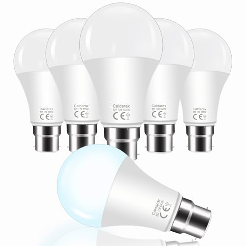 Caldarax B22 LED Lampen 12W, 6000K Kaltesweiß, 1200LM Energiesparlampe Leuchtmittel, 100W Lampen Halogen Glühbirne Ersetzt, CRI80+, 270° Abstrahlwinkel, Nicht Dimmbar, 6 Stück