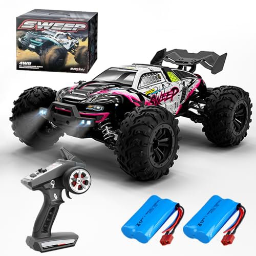 X-Verse 16101PRO Voiture télécommandée avec Moteur Brushless, 1:16 4WD 70KM/H RC Voiture Camion, 2,4 GHz Tout Terrain Buggy RC Crawler Jouet, Cadeau pour Enfants Adultes,2 Piles(Rouge)