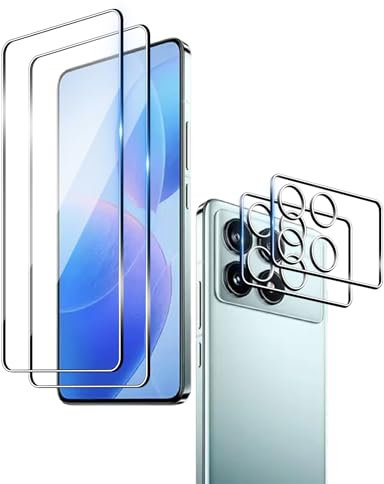 Wookfiss Protector de Pantalla para Xiaomi POCO F6 Pro 5G Alta Definicion 9H Dureza Anti-caída/Anti-rasguños Cristal Templado Vidrio Templado(2)+Cámara Protector(2)